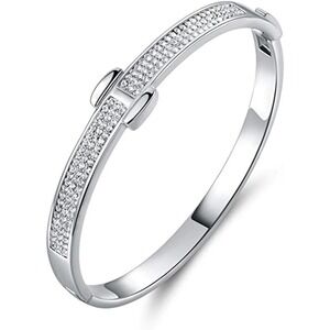 Crystal Belt Bangle 18K Gold Plated White Gold Swarovski Crystal Belt Bangle